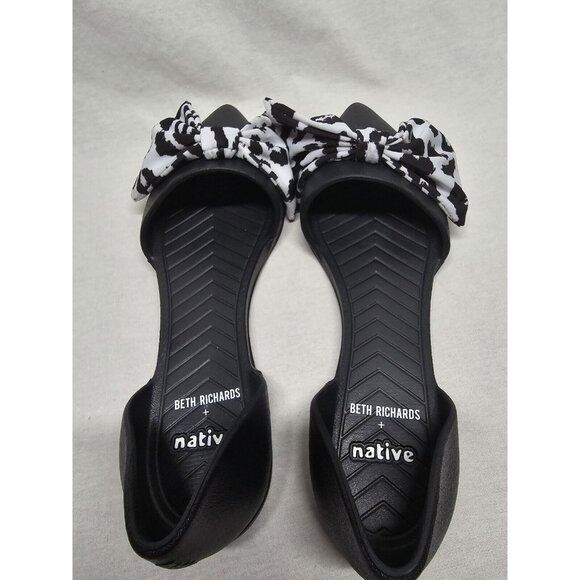 Native Beth Richards Audrey Bow Flats Pointed Toe Slip On Rubber Black Size 8 - Picture 6 of 9